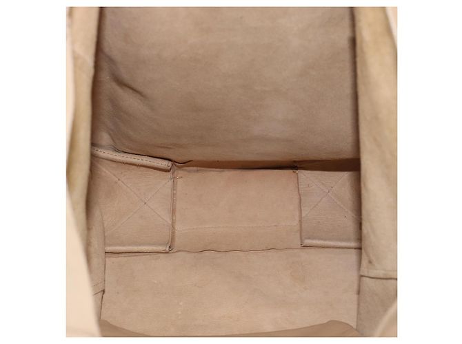Cabas Céline Borsa Tote Verticale CELINE in pelle Beige Gold Auth bs36671 D'oro - vista 15