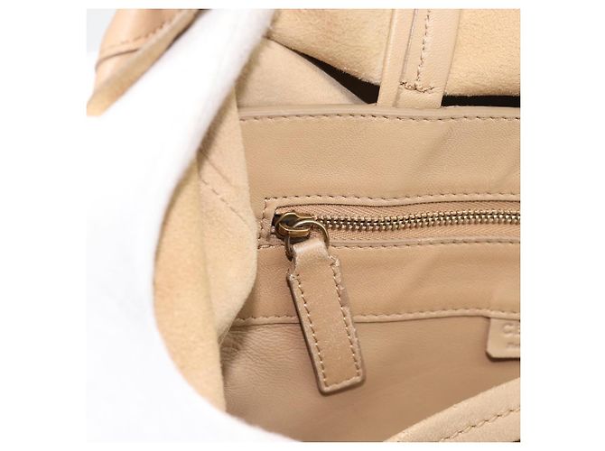 Cabas Céline Borsa Tote Verticale CELINE in pelle Beige Gold Auth bs36671 D'oro - vista 18