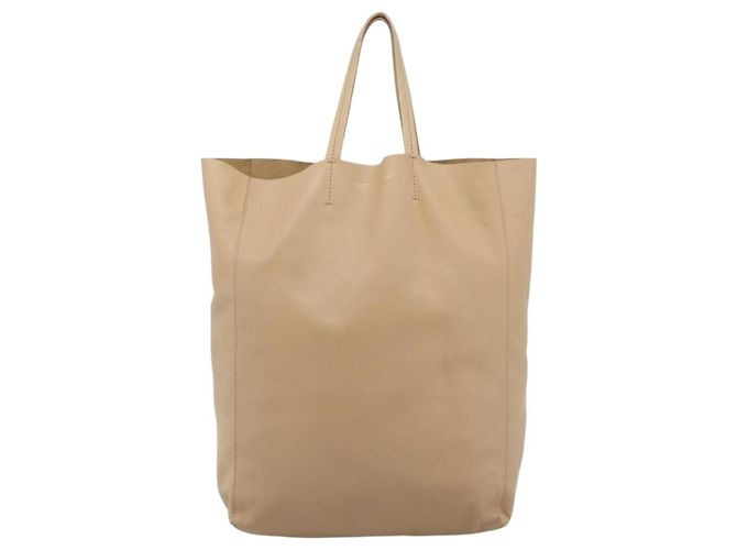 Cabas Céline Borsa Tote Verticale CELINE in pelle Beige Gold Auth bs36671 D'oro - vista 2