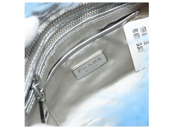 Clutch PRADA in Pelliccia Blu Argento Autentica 193790M - vista 15