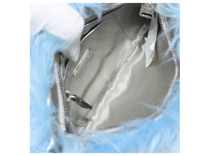 Clutch PRADA in Pelliccia Blu Argento Autentica 193790M - vista 16