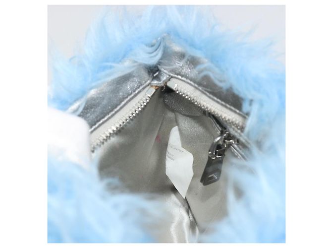 Clutch PRADA in Pelliccia Blu Argento Autentica 193790M - vista 18