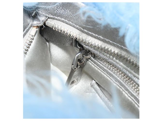 Clutch PRADA in Pelliccia Blu Argento Autentica 193790M - vista 19