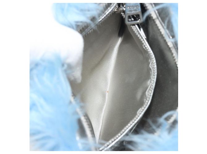 Clutch PRADA in Pelliccia Blu Argento Autentica 193790M - vista 20