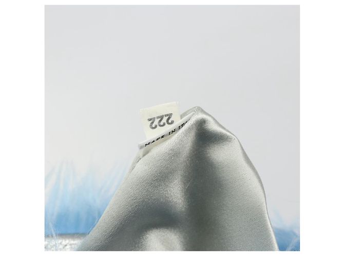 Clutch PRADA in Pelliccia Blu Argento Autentica 193790M - vista 22