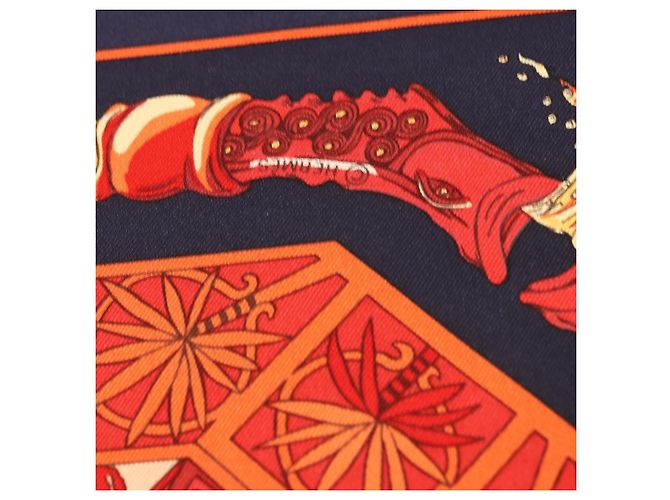 Hermès HERMES Carré 90 Schal Émare Nostrum  Seide Rot Navy Authentisch 192551 Marineblau - Ansicht 12