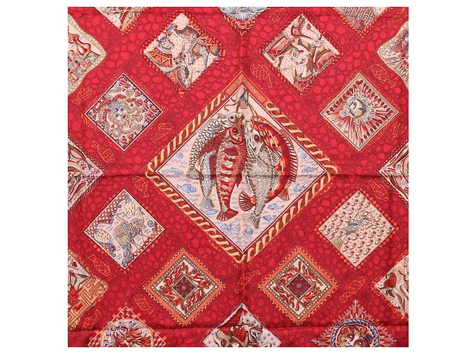Hermès HERMES Carré 90 Schal Émare Nostrum  Seide Rot Navy Authentisch 192551 Marineblau - Ansicht 6
