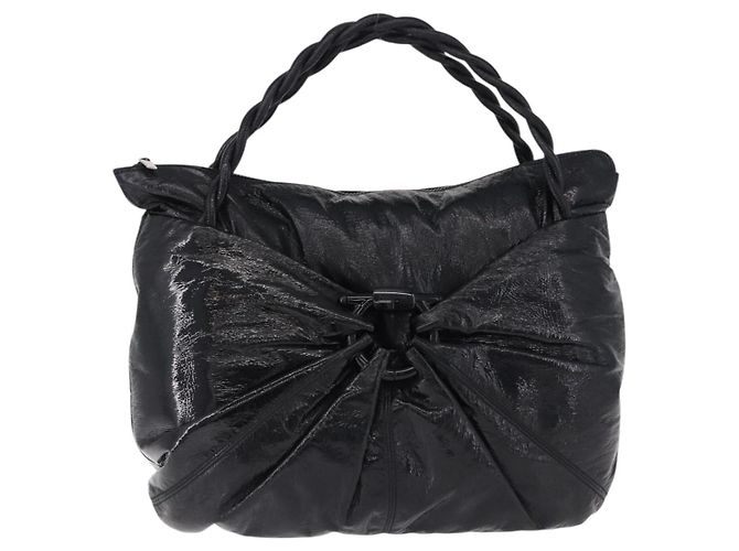 Borsa Salvatore Ferragamo in vernice nero e argento Auth ka5460 Schwarz Silber - Ansicht 2