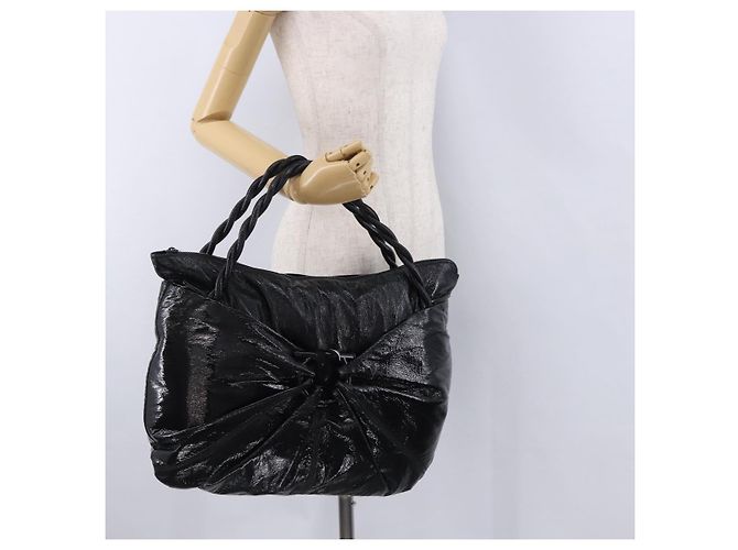 Borsa Salvatore Ferragamo in vernice nero e argento Auth ka5460 Schwarz Silber - Ansicht 23