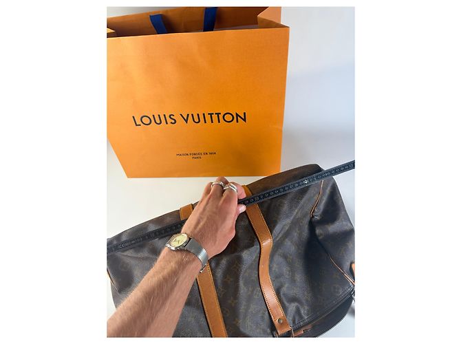 Keepall Bolsa Duffle Vintage Louis Vuitton Monogram Canvas Marrom Tan - vista 10