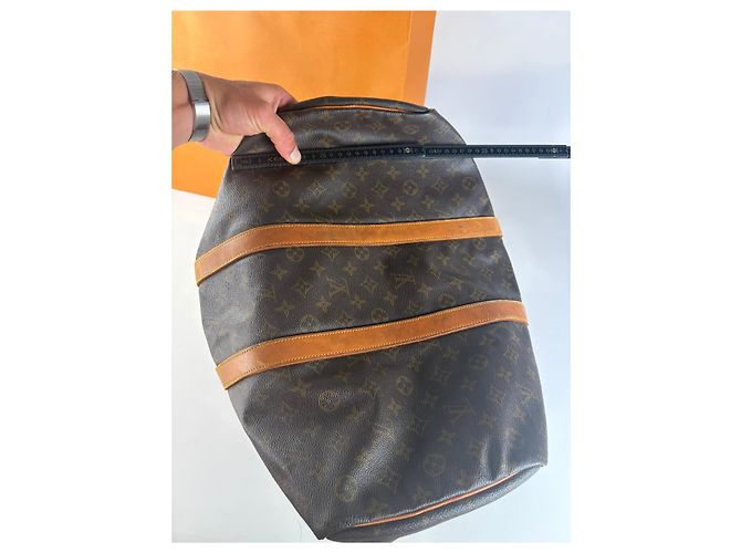 Keepall Bolsa Duffle Vintage Louis Vuitton Monogram Canvas Marrom Tan - vista 12