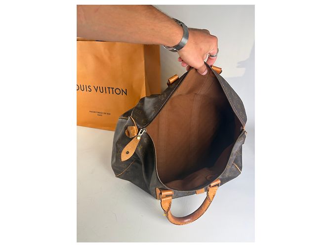 Keepall Bolsa Duffle Vintage Louis Vuitton Monogram Canvas Marrom Tan - vista 3