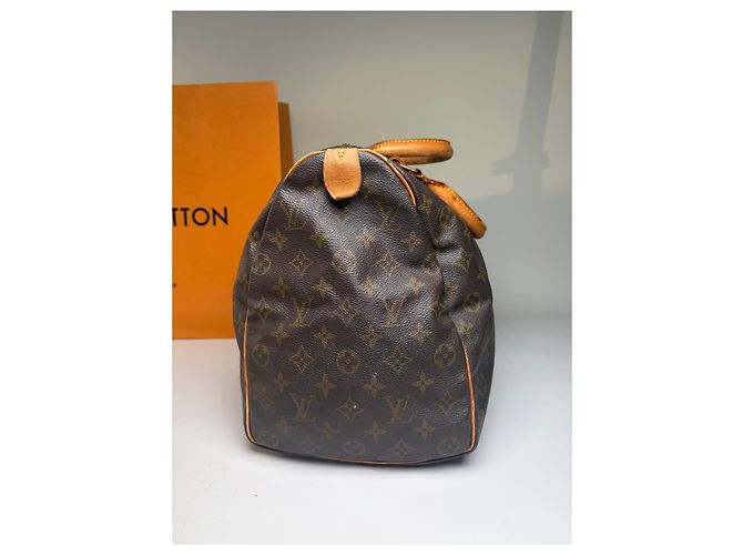 Keepall Bolsa Duffle Vintage Louis Vuitton Monogram Canvas Marrom Tan - vista 7