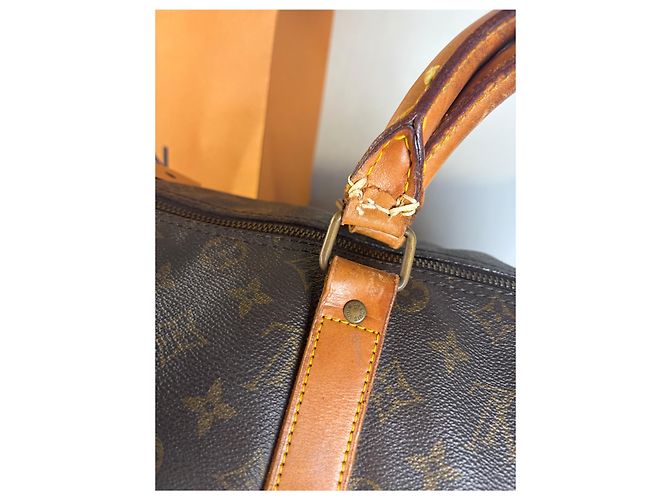Keepall Bolsa Duffle Vintage Louis Vuitton Monogram Canvas Marrom Tan - vista 8