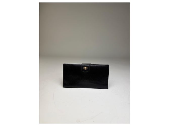 Céline Vintage Celine Textured Leather Wallet Black Gold - view 11