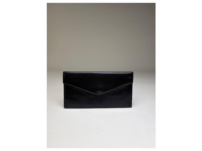 Céline Vintage Celine Textured Leather Wallet Black Gold - view 12