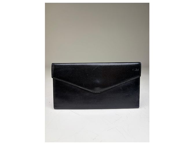 Céline Vintage Celine Textured Leather Wallet Black Gold - view 2