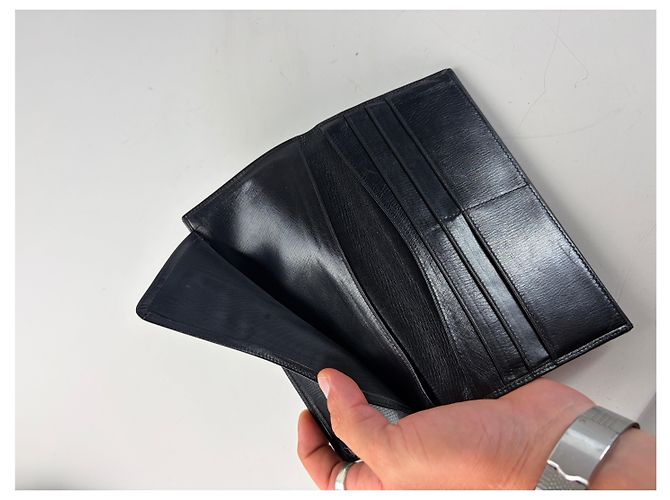 Céline Vintage Celine Textured Leather Wallet Black Gold - view 6