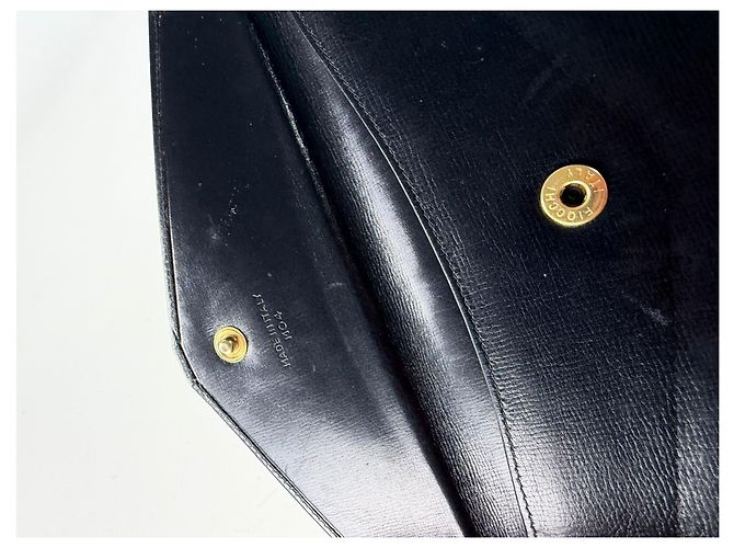 Céline Vintage Celine Textured Leather Wallet Black Gold - view 8