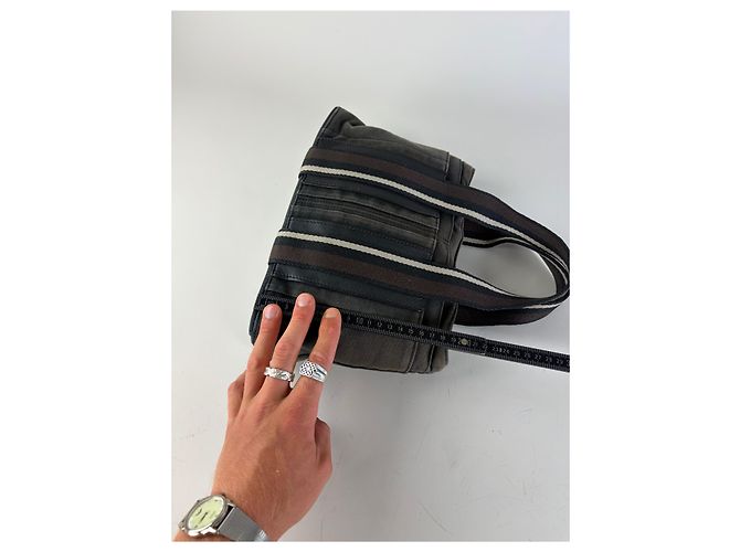 Hermès Vintage Hermes Troca Canvas Tote Dunkelgrau Schwarz - Ansicht 10