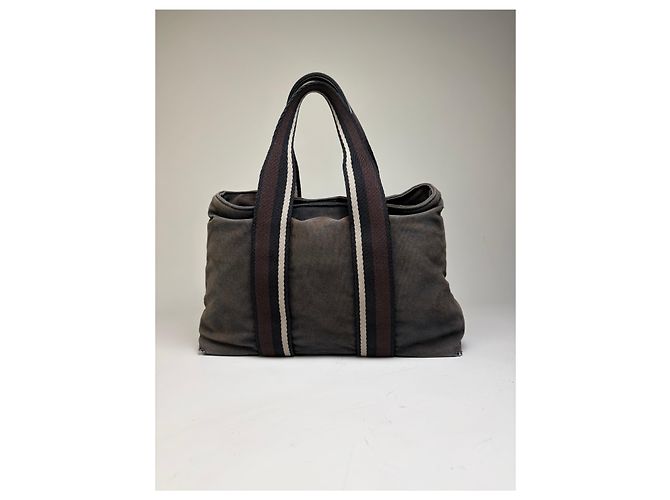 Hermès Vintage Hermes Troca Canvas Tote Dunkelgrau Schwarz - Ansicht 2