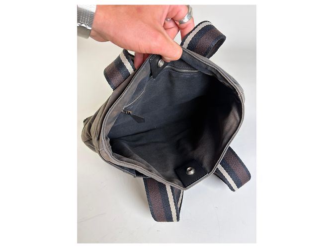 Hermès Vintage Hermes Troca Canvas Tote Dunkelgrau Schwarz - Ansicht 3