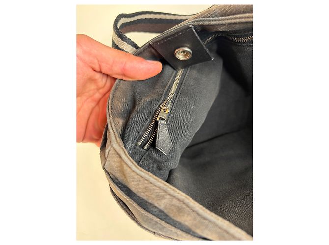 Hermès Vintage Hermes Troca Canvas Tote Dunkelgrau Schwarz - Ansicht 4