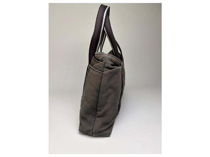 Hermès Vintage Hermes Troca Canvas Tote Dunkelgrau Schwarz - Ansicht 6