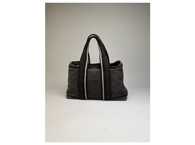 Hermès Vintage Hermes Troca Canvas Tote Dunkelgrau Schwarz - Ansicht 7