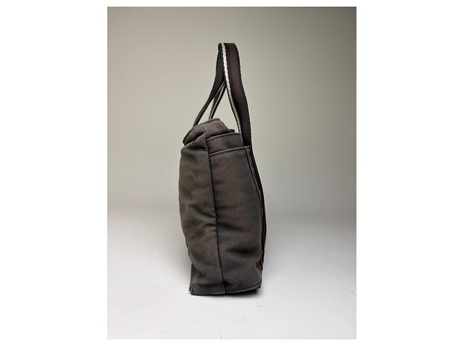 Hermès Vintage Hermes Troca Canvas Tote Dunkelgrau Schwarz - Ansicht 8