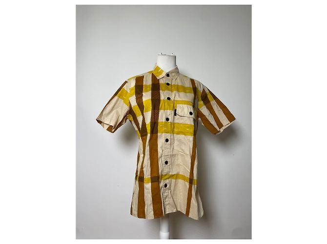 Camicia di cotone vintage Burberry Crema Senape Marrone M - vista 13