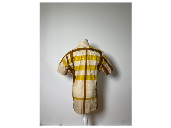 Camicia di cotone vintage Burberry Crema Senape Marrone M - vista 14