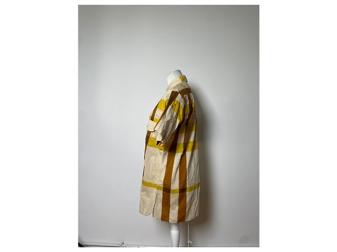 Camicia di cotone vintage Burberry Crema Senape Marrone M - vista 2
