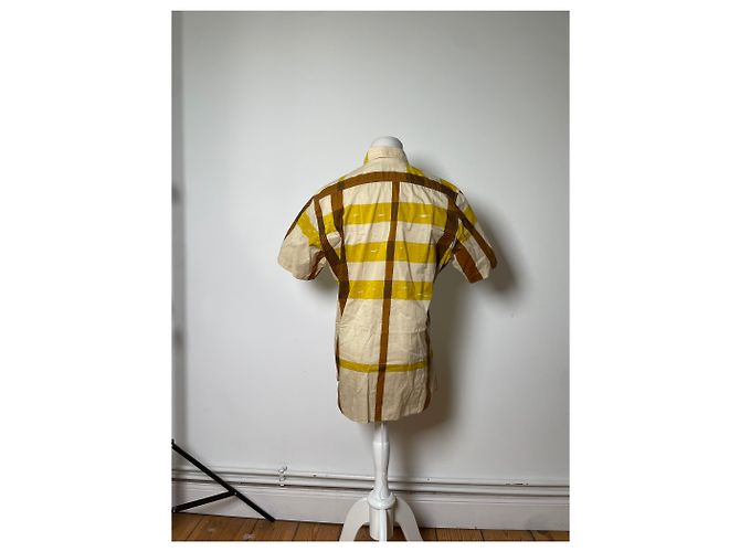 Camicia di cotone vintage Burberry Crema Senape Marrone M - vista 3