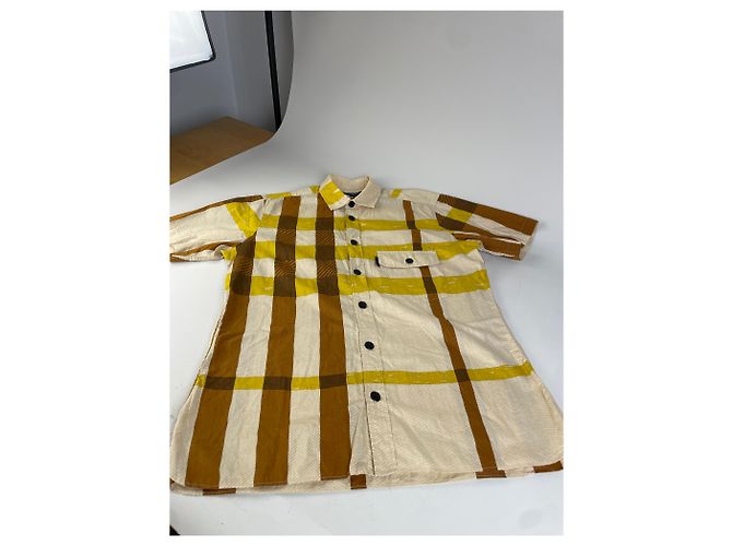 Camicia di cotone vintage Burberry Crema Senape Marrone M - vista 4
