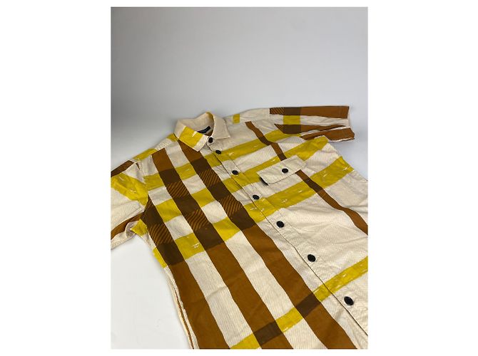 Camicia di cotone vintage Burberry Crema Senape Marrone M - vista 5