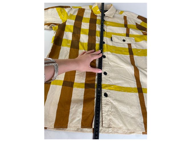 Camicia di cotone vintage Burberry Crema Senape Marrone M - vista 6