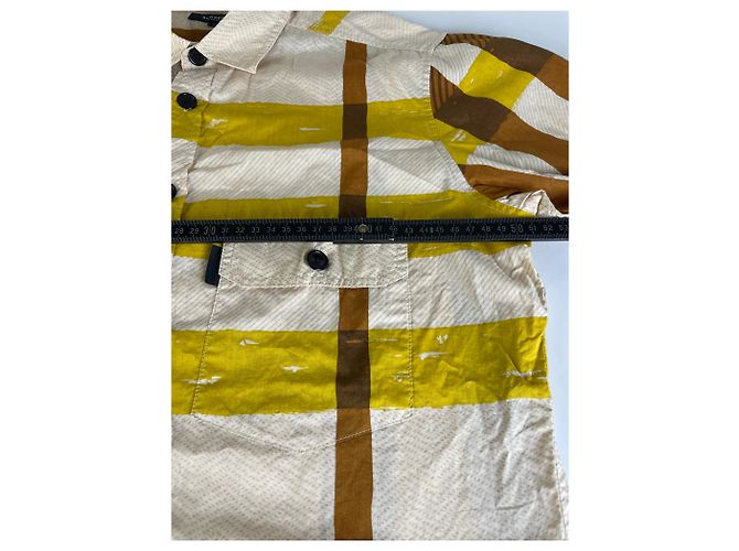 Camicia di cotone vintage Burberry Crema Senape Marrone M - vista 7