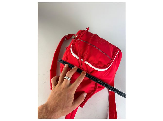 Vintage Courreges Nylon Backpack Red Silver-Tone - view 11