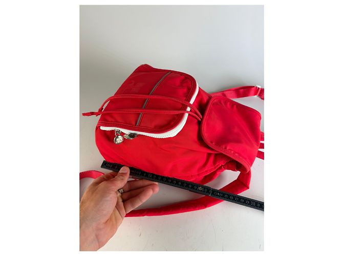 Vintage Courreges Nylon Backpack Red Silver-Tone - view 12