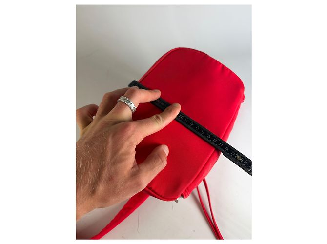 Vintage Courreges Nylon Backpack Red Silver-Tone - view 13