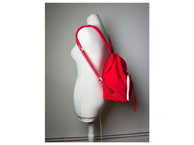 Vintage Courreges Nylon Backpack Red Silver-Tone - view 2