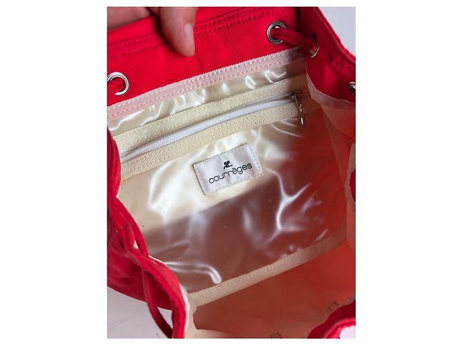 Vintage Courreges Nylon Backpack Red Silver-Tone - view 4