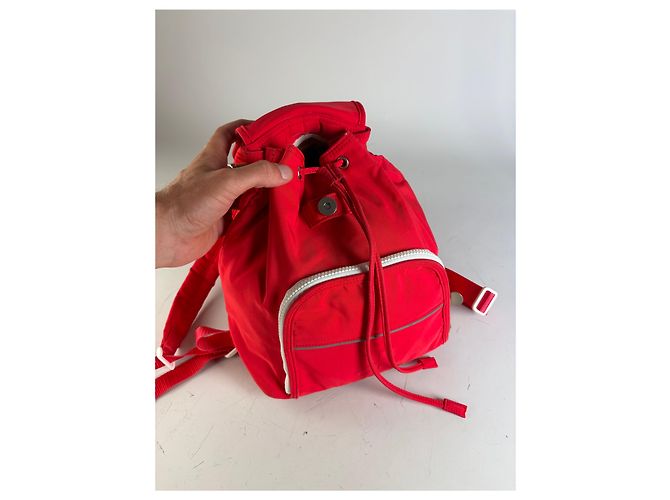 Vintage Courreges Nylon Backpack Red Silver-Tone - view 5