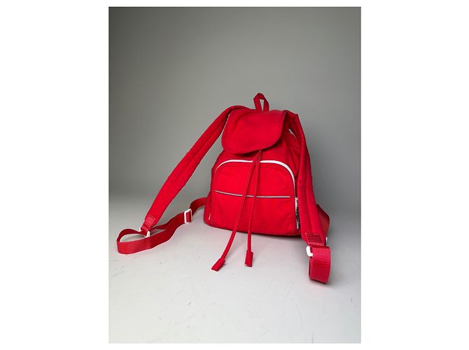 Vintage Courreges Nylon Backpack Red Silver-Tone - view 6