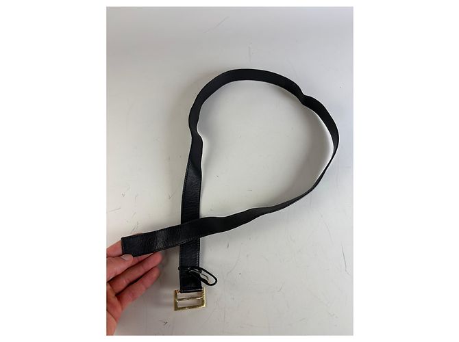 Vintage Gucci Ledergürtel Schwarz Goldene Schnalle - Ansicht 6