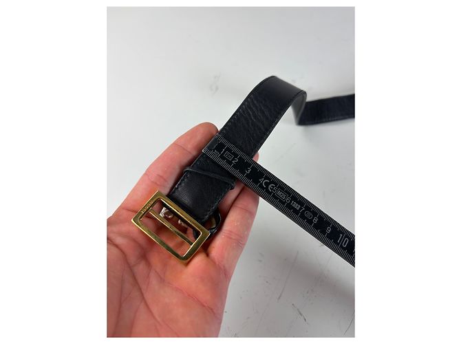 Vintage Gucci Ledergürtel Schwarz Goldene Schnalle - Ansicht 8