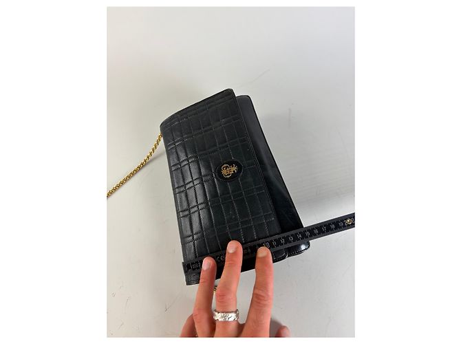 Emilio Pucci Clutch in pelle vintage Pucci nera con catena dorata Nero - vista 12