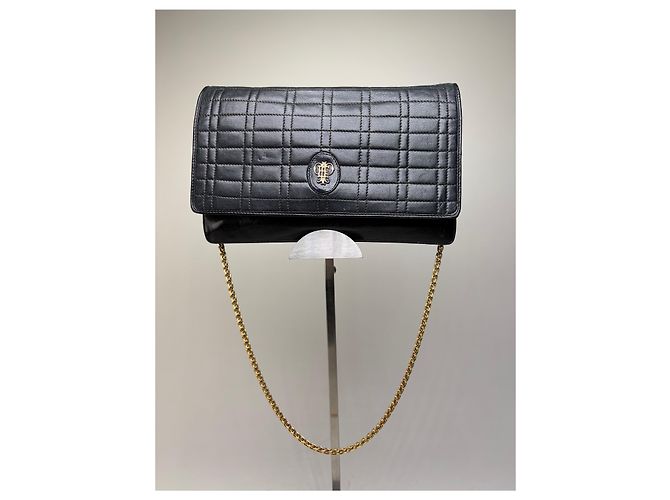 Emilio Pucci Clutch in pelle vintage Pucci nera con catena dorata Nero - vista 14