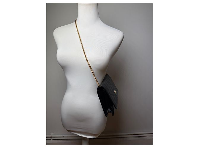 Emilio Pucci Clutch in pelle vintage Pucci nera con catena dorata Nero - vista 6